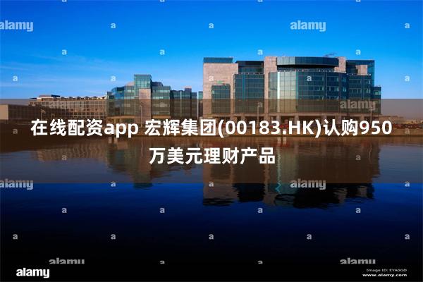 在线配资app 宏辉集团(00183.HK)认购950万美元理财产品